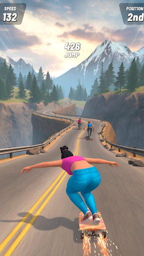 Downhill Race: Permainan Skate - Tangkapan Layar 1