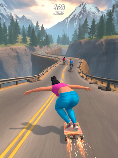 Downhill Race: Permainan Skate - Tangkapan Layar 8