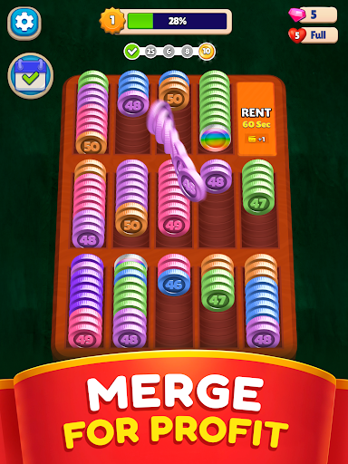 Pocket Sort: Coin Merge Puzzle - Tangkapan Layar 7